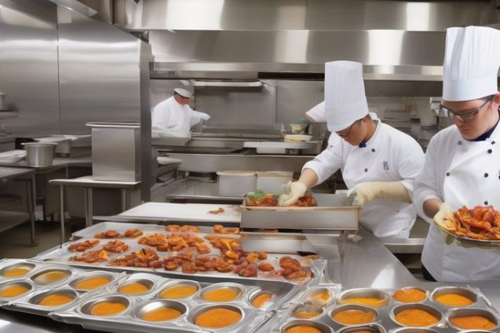 High-speed laser cutting used in Food Industry Fabrication to create intricate kitchen equipment components