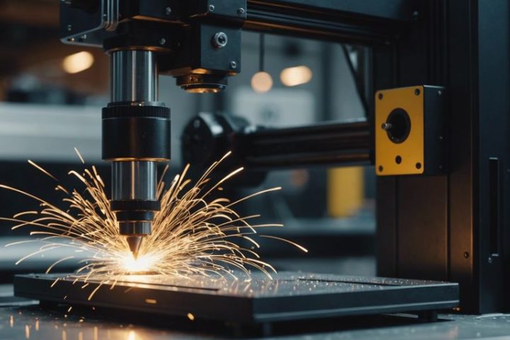 Automated welding production line showing cost reduction through robotic precision at Detroit metal fabrication facility