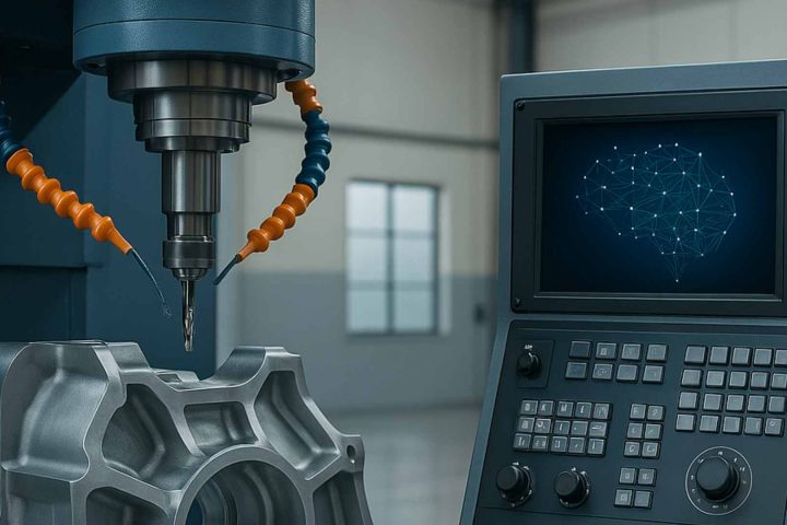 AI-driven toolpath optimization interface for precision cnc machining services showing real-time efficiency data